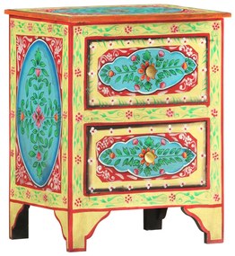 286158 vidaXL Mesa de cabeceira pintada à mão 40x30x50 cm mangueira maciça