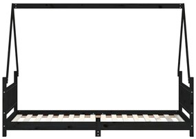 Estrutura de cama infantil 80x200 cm pinho maciço preto