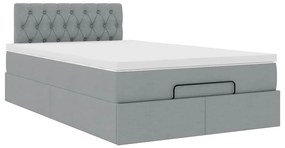 Cama otomana com colchão 120x190 cm tecido cinzento claro