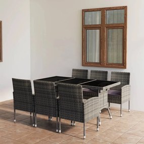 vidaXL 7 pcs conjunto jantar p/ jardim vime PE antracite e cinzento