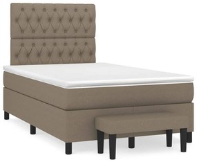 Cama boxspring c/ colchão 120x190cm tecido castanho-acinzentado