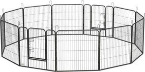 Recinto modular em aço com revestimento epóxi e porta com fechadura para cães e pequenos animais, para uso interior e exterior, 80 x 80 cm, cinzento