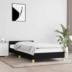 Estrutura cama c/ cabeceira sem colchão tecido 90x190 cm preto