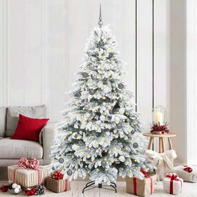 vidaXL Árvore de Natal Artificial com 300 LEDs Branco 210 cm PE e PVC