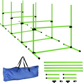 PawHut Conjunto Agility para Cães 4 peças altura ajustável Equipamento Agility com 4 Barreiras Bolsa de Transporte 99 x 65 x 94 cm Verde | Aosom Portugal