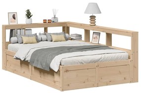 vidaXL Cama com estante sem colchão 120x200 cm pinho maciço