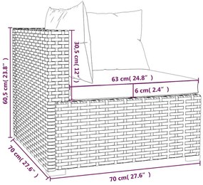 5 pcs conjunto lounge de jardim c/ almofadões vime PE preto