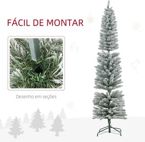 HOMCOM Árvore de Natal 210 cm Árvore de Natal Artificial Nevada com 18