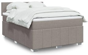 vidaXL Cama com molas/colchão 140x190 cm tecido castanho-acinzentado