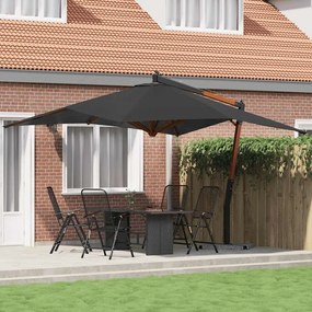 vidaXL Guarda-sol cantilever c/ poste de madeira 400x300 cm antracite