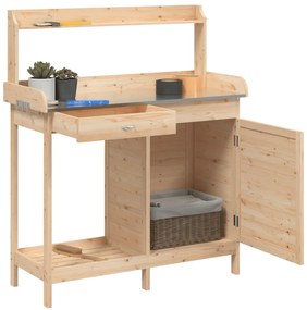 Mesa de cultivo c/ armário 110,5x45x124,5 cm abeto maciço