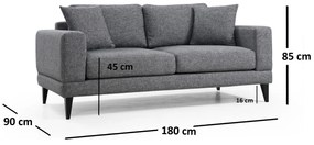 Sofá de 2 Lugares Nordic – Cinzento Escuro – 180 x 90 x 85 cm