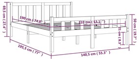 Estrutura de cama casal 135x190 cm madeira maciça