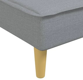 Sofá-cama em forma de L 255x140x70 cm tecido cinzento-claro