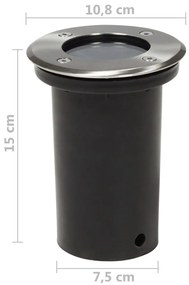 Luzes embutidas para jardim, redondas / 3 peças