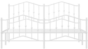 Estrutura de cama com cabeceira e pés 183x213 cm metal branco
