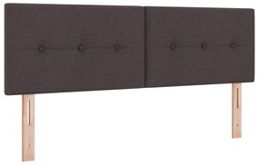 Cama com Box Spring e Colchão Castanho Escuro 140x190 cm Tecido