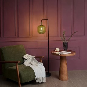 Candeeiro de Pé Hotel Chic Preto e Dourado com Vidro Verde - Zuzanna