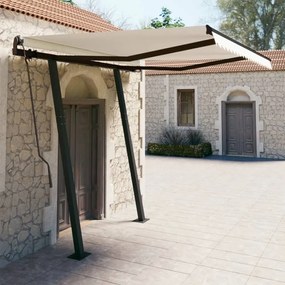 vidaXL Toldo retrátil automático com postes 3,5x2,5 m cor creme