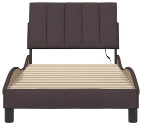 Estrutura de cama sem colchão 90x200 cm tecido castanho-escuro