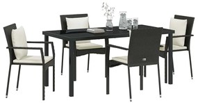 Conjunto de Jantar para Jardim 5 pcs Preto 160 x 80 x 73 cm