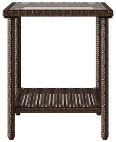 Sofá de jardim forma de L c/ mesa e almofadões vime PE castanho