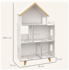 Estante para Crianças Organizador Infantil de 3 Níveis para Brinquedos 65x25x108,5 cm Branco