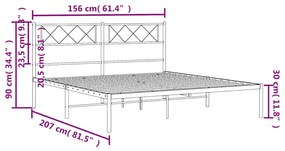 Estrutura de cama em metal com cabeceira 150x200 cm preto