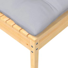 9 pcs conjunto lounge de jardim + almofadões cinza pinho maciço