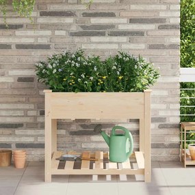 vidaXL Vaso de Jardim Bege 90 x 90 x 76.5 cm Madeira maciça de abeto