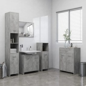 3071715 vidaXL 4 pcs conjunto de móveis de casa de banho cinzento cimento