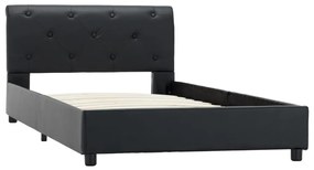 Estrutura de cama 90x200 cm couro artificial preto