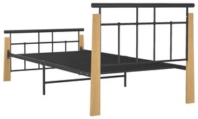 Estrutura de cama 90x200 cm metal e madeira de carvalho maciça