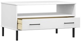 Mesa de centro com pernas de metal madeira maciça OSLO branco