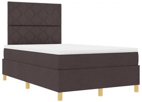 Cama Box com Colchão e LED Castanho Escuro 120x190 cm Tecido