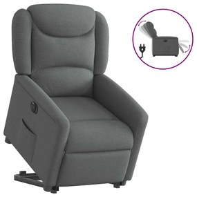 vidaXL Poltrona reclinável elevatória elétrica tecido cinzento-escuro