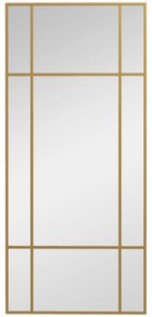 HOMCOM Espelho de Parede Vitral Retangular Estilo Janela Horizontal ou Vertical com 4 Ganchos em Metal Dourado 110x50 cm | Aosom Portugal