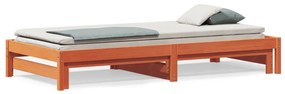 vidaXL Sofá-cama com gavetão 90x190 cm madeira de pinho castanho cera