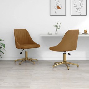 vidaXL Cadeiras de jantar giratórias 2 pcs veludo castanho