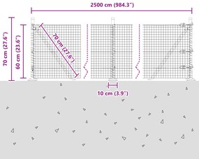 Cerca de Arame Soldado com 13 Postes Flangeados 0.6x25 m Aço Galvaniza