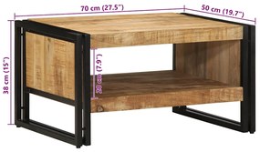 Mesa de centro 70x50x38 cm madeira de mangueira áspera maciça