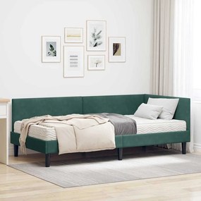 vidaXL Estrutura de Cama de Canto com Colchão 2 pcs Verde Veludo
