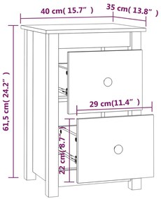 Mesas de cabeceira 2pcs 40x35x61,5 cm pinho maciço castanho mel