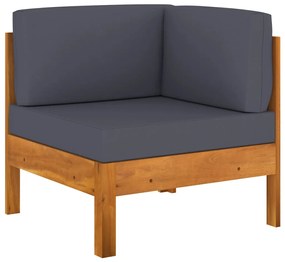 5 pcs conj. lounge de jardim c/ almofadões cinza-escuro acácia