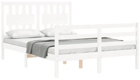 Estrutura de cama com cabeceira 140x190cm madeira maciça branco