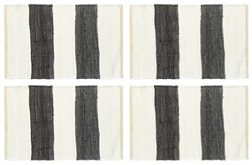 vidaXL Individual mesa 4 pcs chindi riscas 30x45 cm antracite e branco