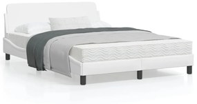 vidaXL Estrutura cama c/ cabeceira 140x200 cm couro artificial branco