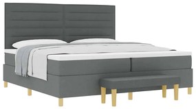 Cama Box com Colchão e Banco vidaXL Cinza Escuro 200x200 cm Tecido