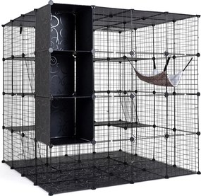 Jaula para Gatos, 144 x 144 x 142 cm, Design Modular, Preto