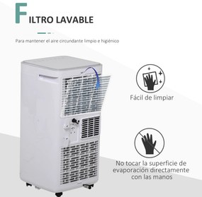 HOMCOM Ar Condicionador Portátil 4 em 1 Ventoinha Refrigerador e Desumidificador 2 Velocidades com Ecrã LED Controlo Remoto Silencioso 900W 38x35x70,5 cm Branco